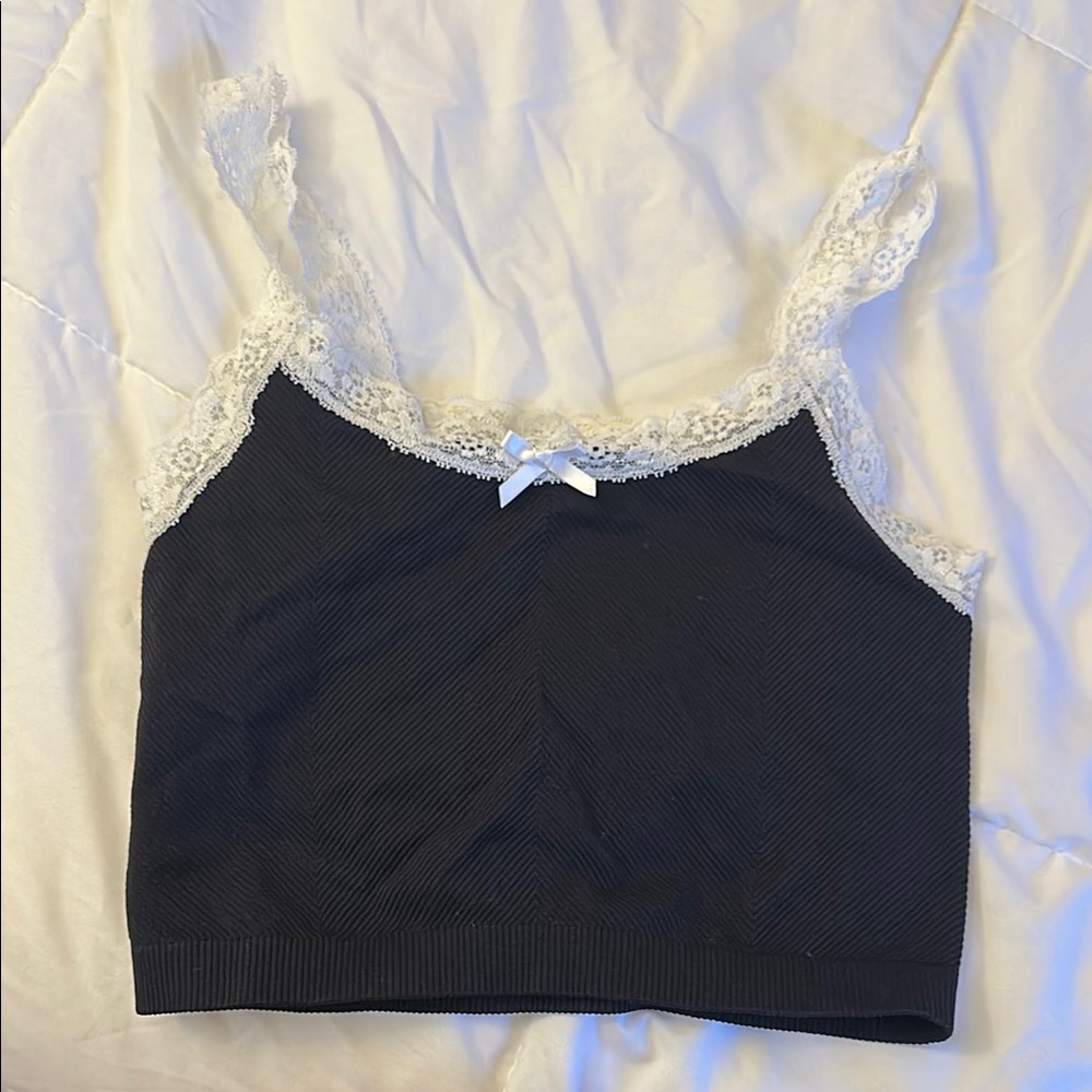 Black Lace Trim Cami Top